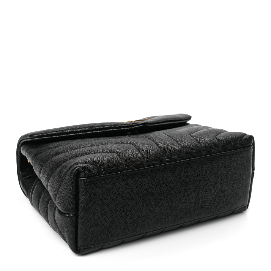 Saint Laurent Grain de Poudre Calfskin Y Quilted Monogram Small Loulou Chain Satchel Black Image 3