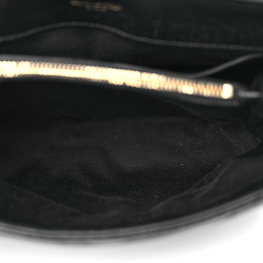 Saint Laurent Grain de Poudre Calfskin Y Quilted Monogram Small Loulou Chain Satchel Black Image 4