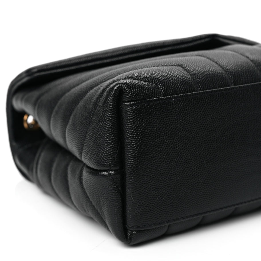 Saint Laurent Grain de Poudre Calfskin Y Quilted Monogram Small Loulou Chain Satchel Black Image 8