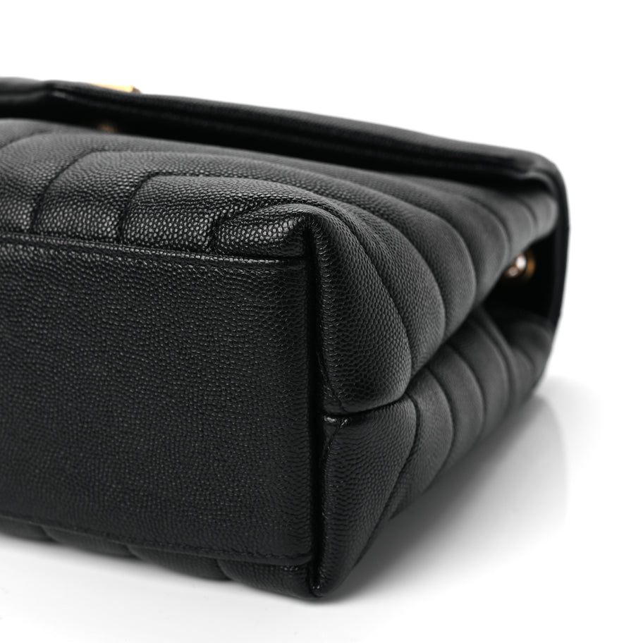 Saint Laurent Grain de Poudre Calfskin Y Quilted Monogram Small Loulou Chain Satchel Black Image 9