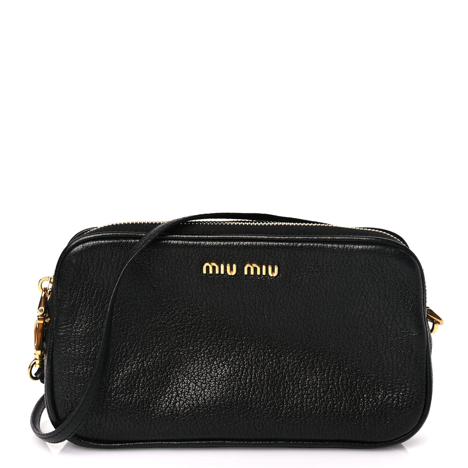 Miu Miu Goatskin Madras Double Zip Pochette Clutch Black Image 1