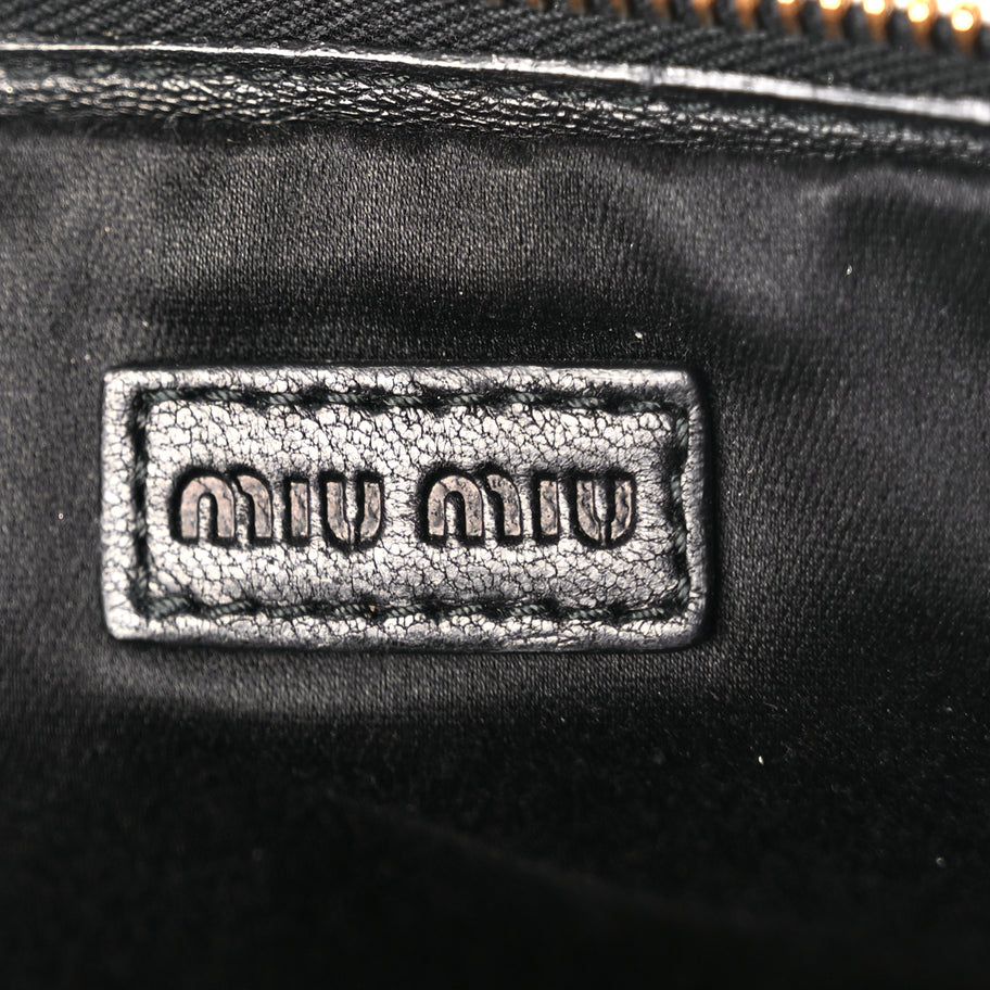 Miu Miu Goatskin Madras Double Zip Pochette Clutch Black Image 5