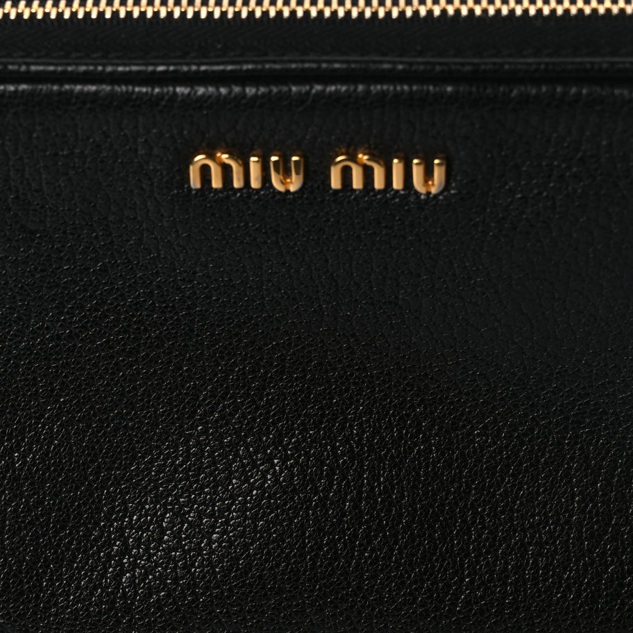 Miu Miu Goatskin Madras Double Zip Pochette Clutch Black Image 6