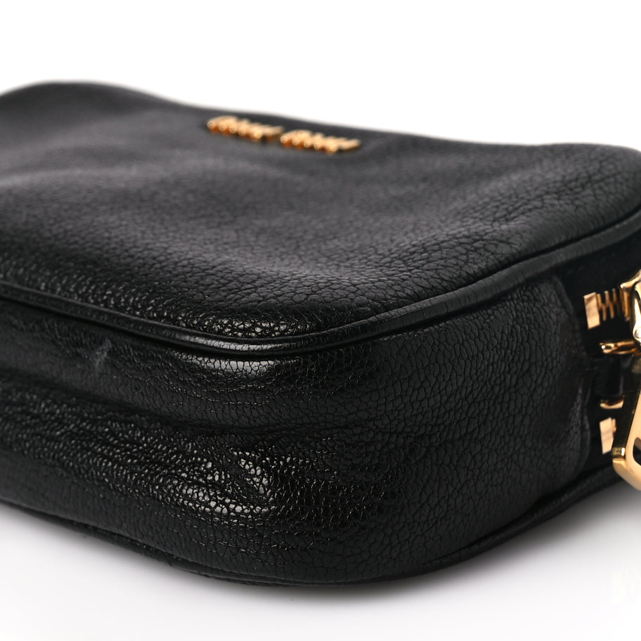 Miu Miu Goatskin Madras Double Zip Pochette Clutch Black Image 7