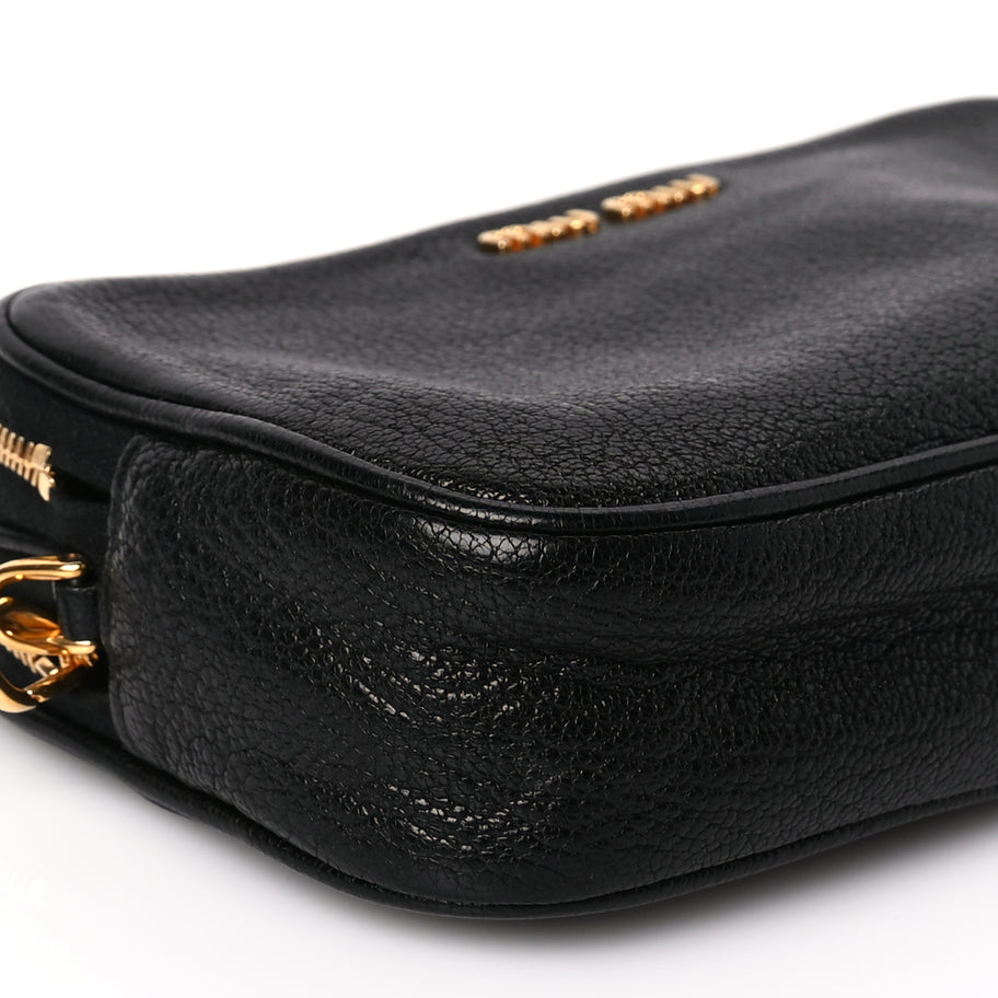 Miu Miu Goatskin Madras Double Zip Pochette Clutch Black Image 8