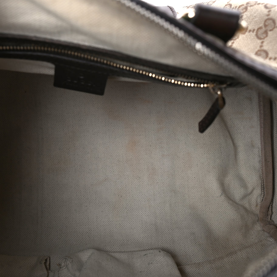 Gucci Monogram Selleria Calfskin Vintage Web Medium Boston Beige Ebony Cocoa Beige Ebony Cocoa Image 4