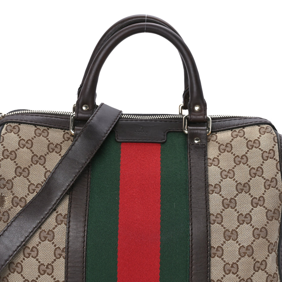 Gucci Monogram Selleria Calfskin Vintage Web Medium Boston Beige Ebony Cocoa Beige Ebony Cocoa Image 6