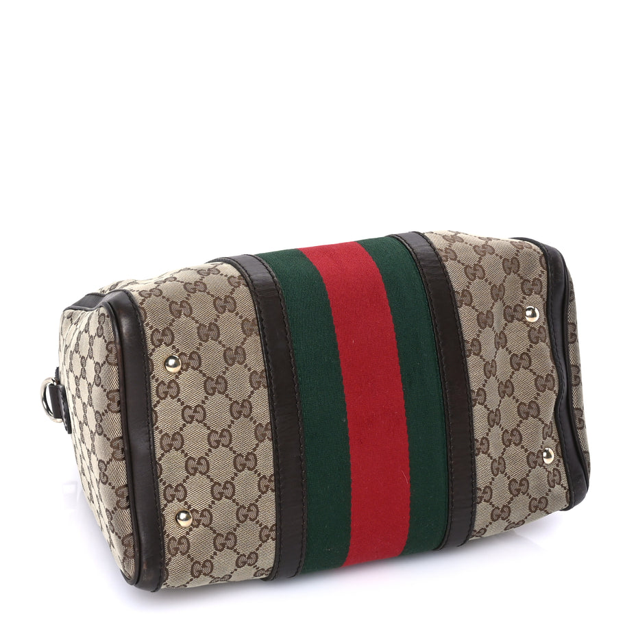 Gucci Monogram Selleria Calfskin Vintage Web Medium Boston Beige Ebony Cocoa Beige Ebony Cocoa Image 7