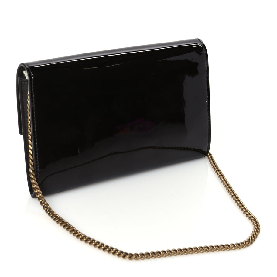 Saint Laurent Patent Uptown Chain Wallet Nut Brown Image 2