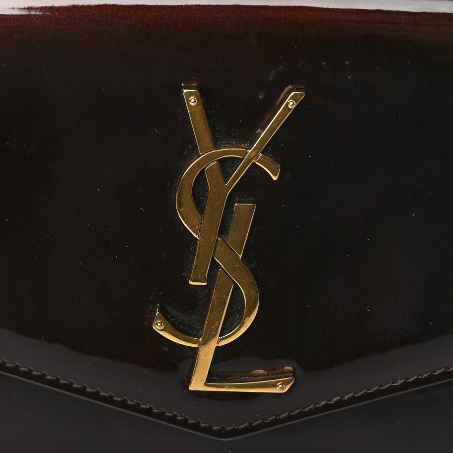 Saint Laurent Patent Uptown Chain Wallet Nut Brown Image 6