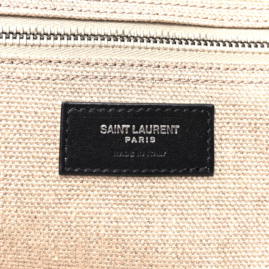 Saint Laurent Linen Calfskin Small Rive Gauche Tote  Greggio Natural Image 5