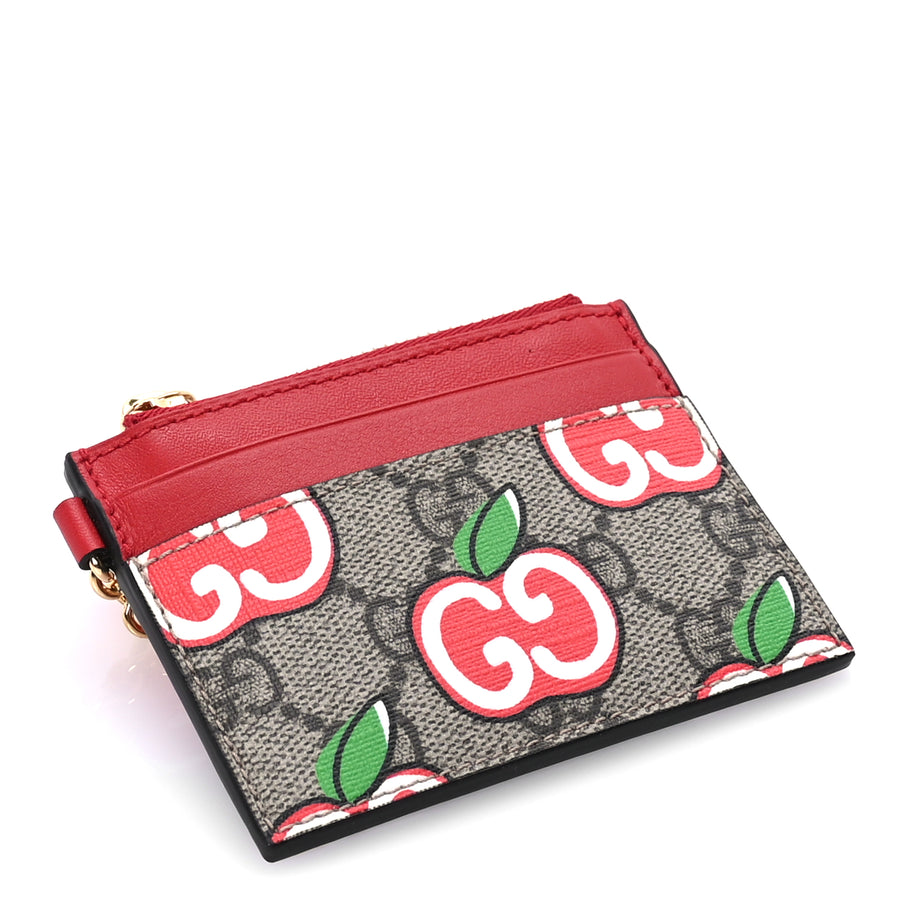 Gucci GG Supreme Monogram Apple Key Coin Case Card Holder Beige Multicolor Lobster Red Image 5