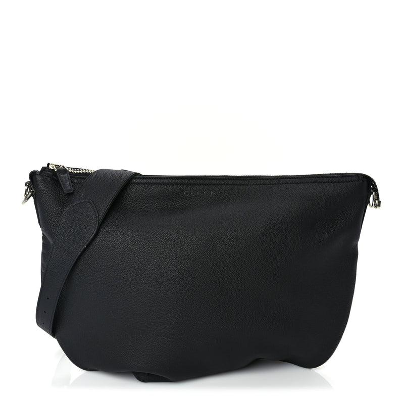  Gucci Grained Calfskin Large B Shoulder Bag Black