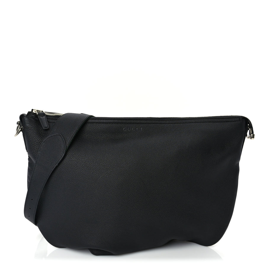 Gucci Grained Calfskin Large B Shoulder Bag Black Image 1