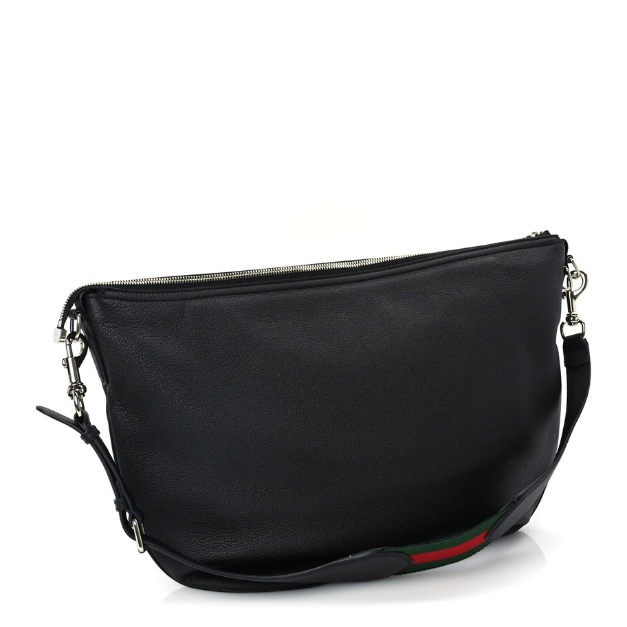 Gucci Grained Calfskin Large B Shoulder Bag Black Image 2