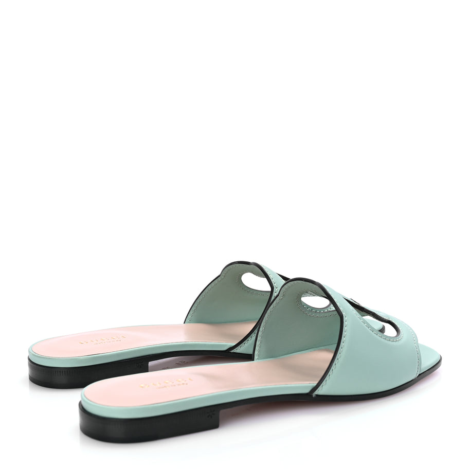 Gucci Cosmos Softy Calfskin Interlocking G Cut Out Slide Sandals 36.5 Light Pastel Green Image 4