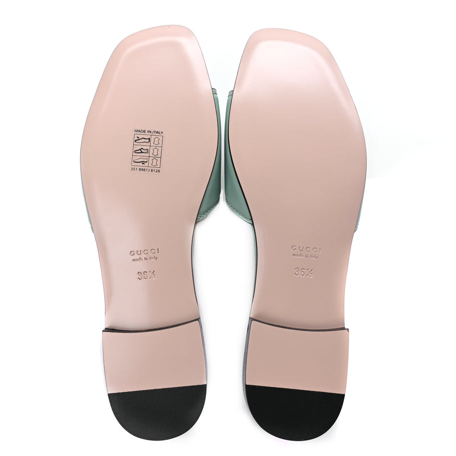 Gucci Cosmos Softy Calfskin Interlocking G Cut Out Slide Sandals 36.5 Light Pastel Green Image 8