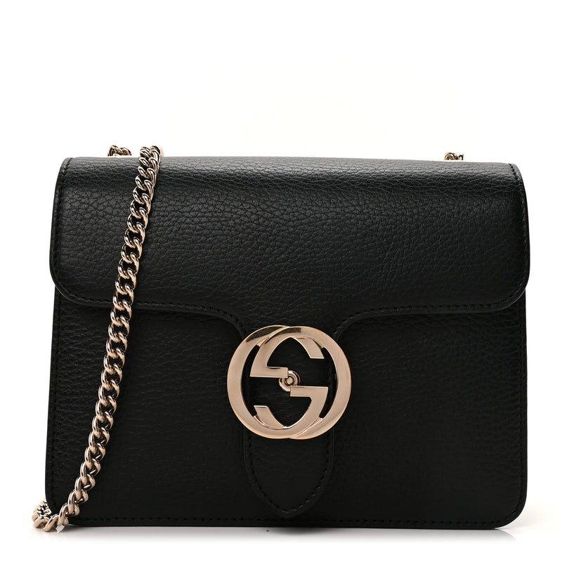  Gucci Dollar Calfskin Small Interlocking G Shoulder Bag Black