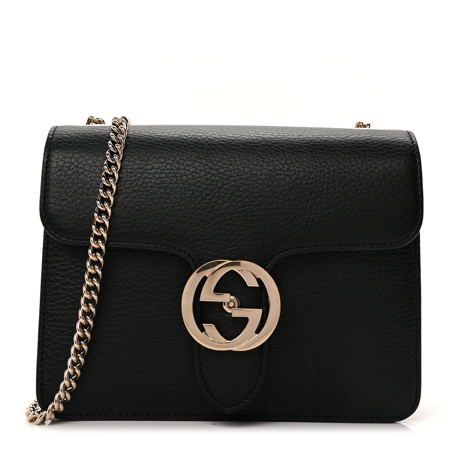Gucci Dollar Calfskin Small Interlocking G Shoulder Bag Black Image 1