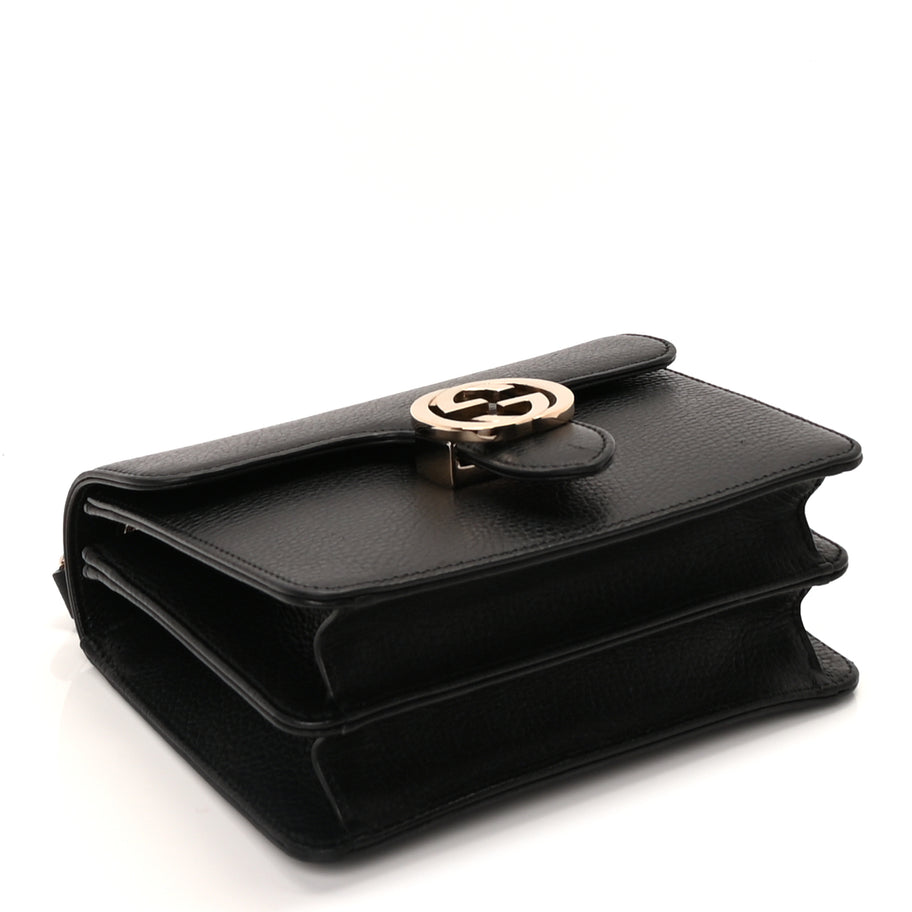 Gucci Dollar Calfskin Small Interlocking G Shoulder Bag Black Image 3