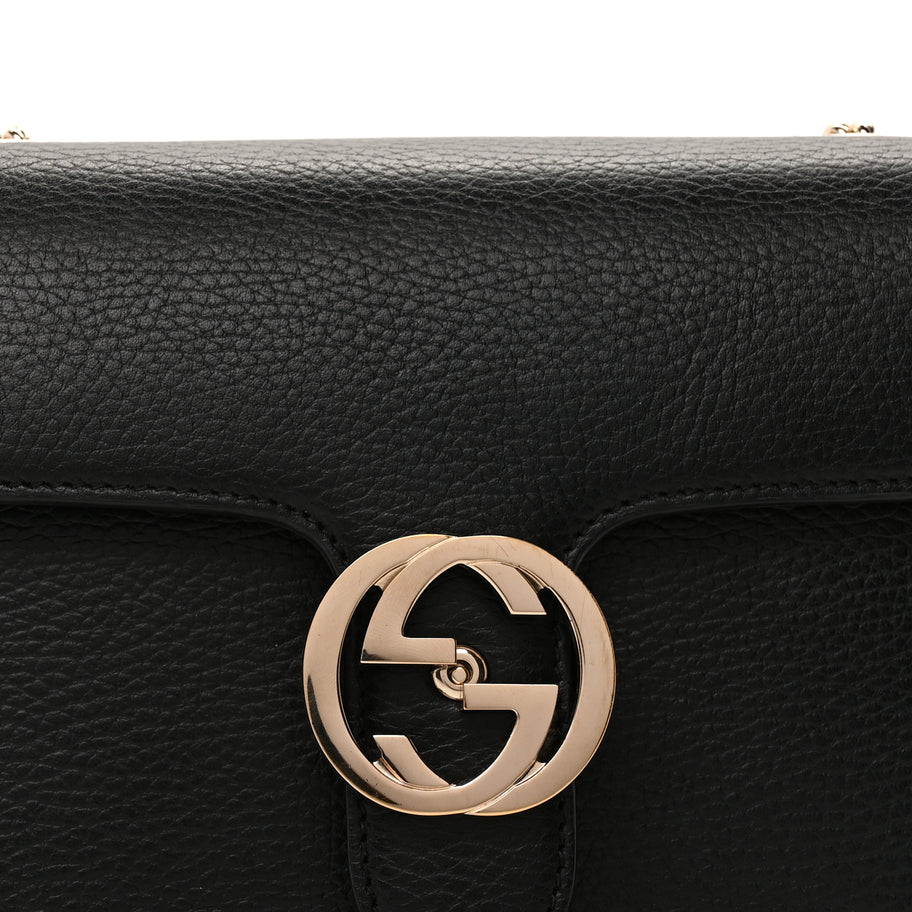 Gucci Dollar Calfskin Small Interlocking G Shoulder Bag Black Image 6