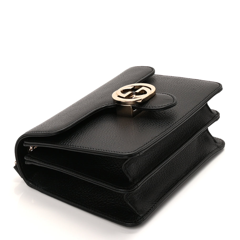 Gucci Dollar Calfskin Small Interlocking G Shoulder Bag Black Image 7
