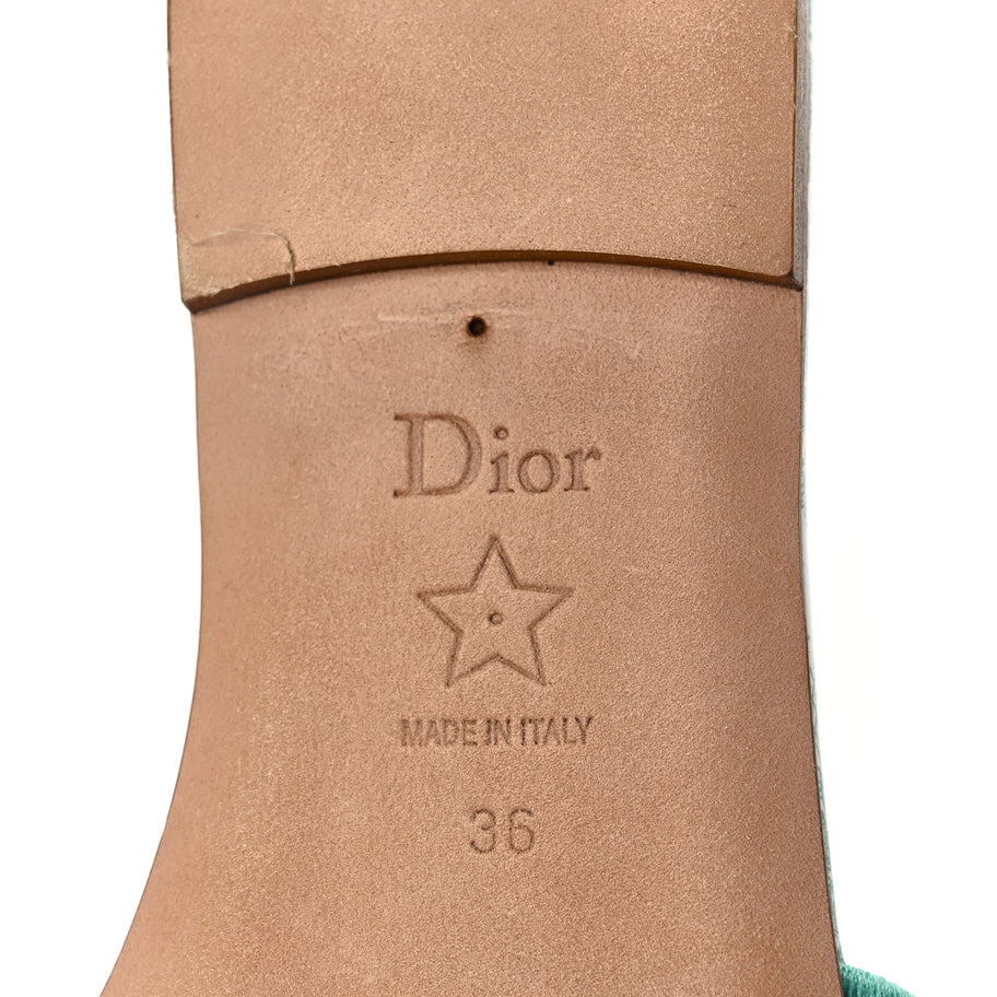 Christian Dior Canvas Toile De Jouy Embroidered Dway Flat Slide Sandals 36 Aquamarine Image 7