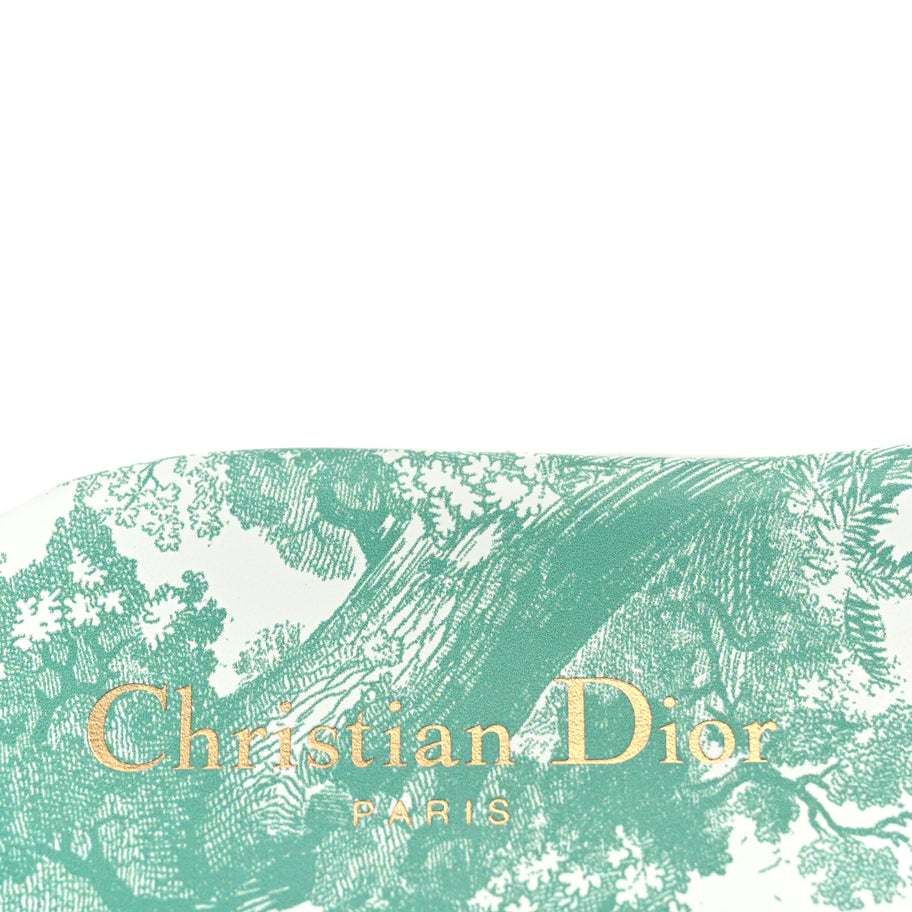 Christian Dior Canvas Toile De Jouy Embroidered Dway Flat Slide Sandals 36 Aquamarine Image 8