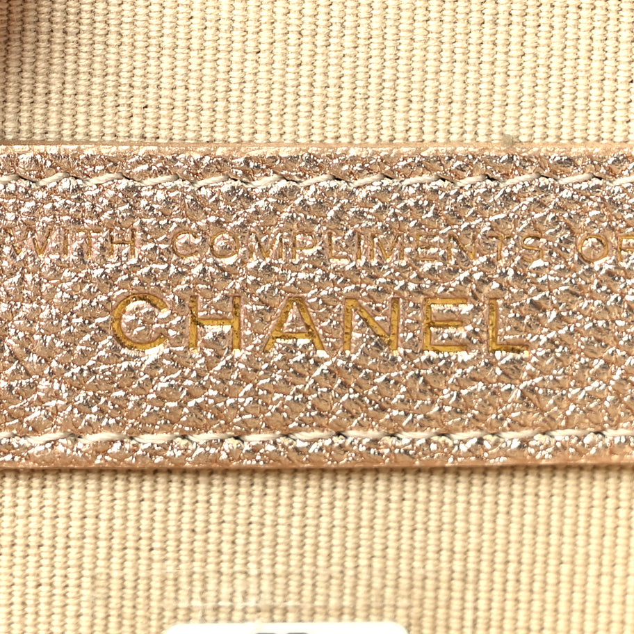 Chanel Metallic Lambskin Quilted Round Clip On Coin Purse Airpods Case  Gold Image 6