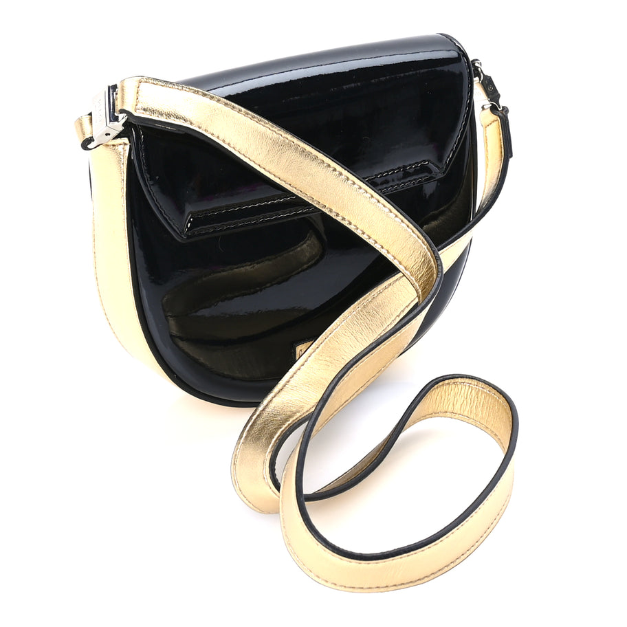 Gucci Metallic Calfskin Kids Fox Crossbody Bag Black Gold Image 2