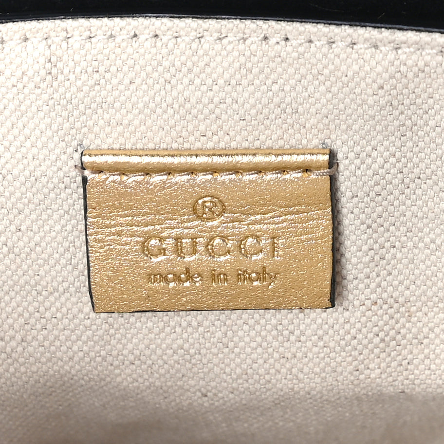 Gucci Metallic Calfskin Kids Fox Crossbody Bag Black Gold Image 5