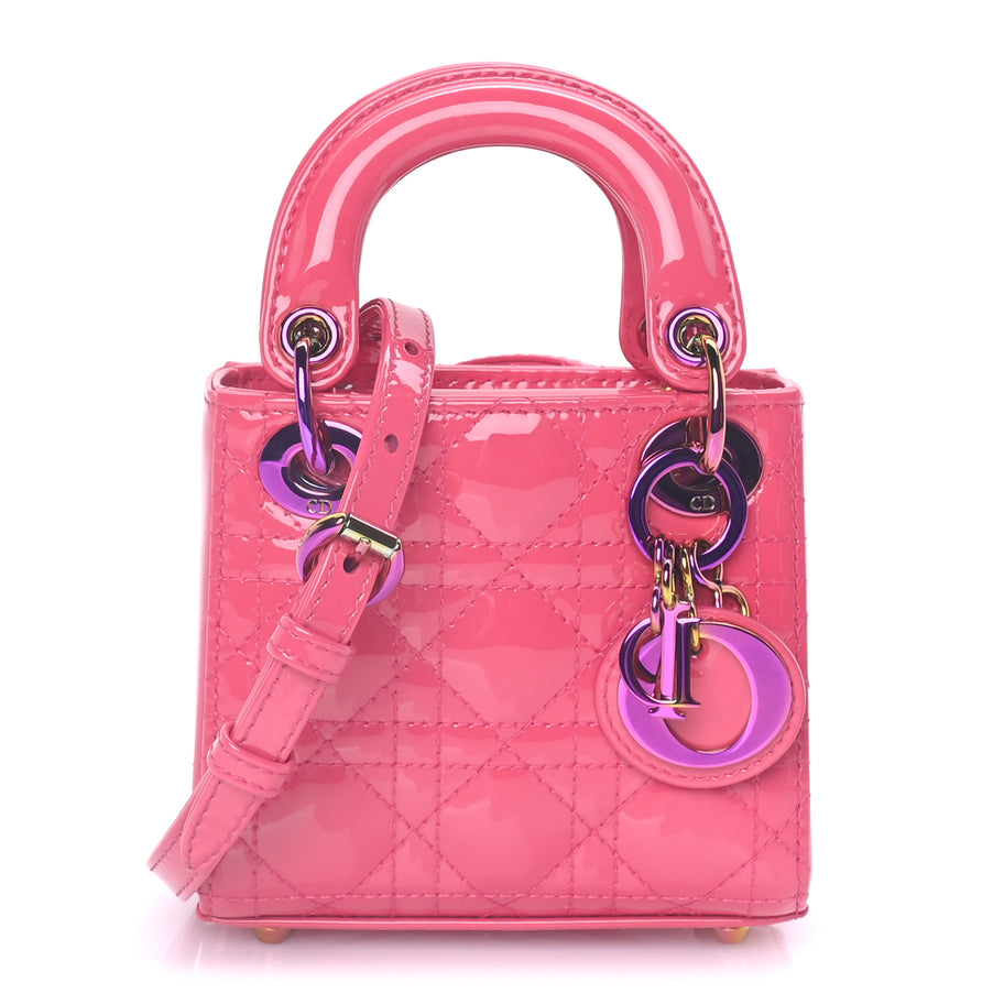 Christian Dior Patent Cannage Micro Lady Dior  Pink Image 1