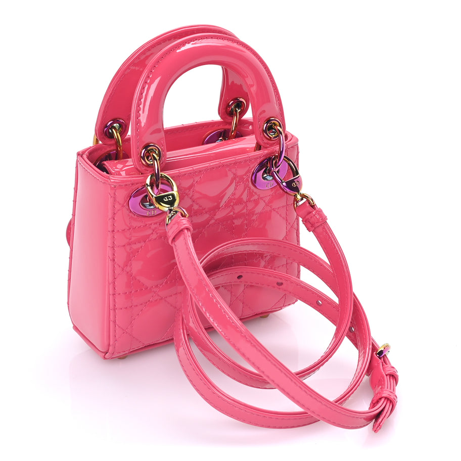 Christian Dior Patent Cannage Micro Lady Dior  Pink Image 2
