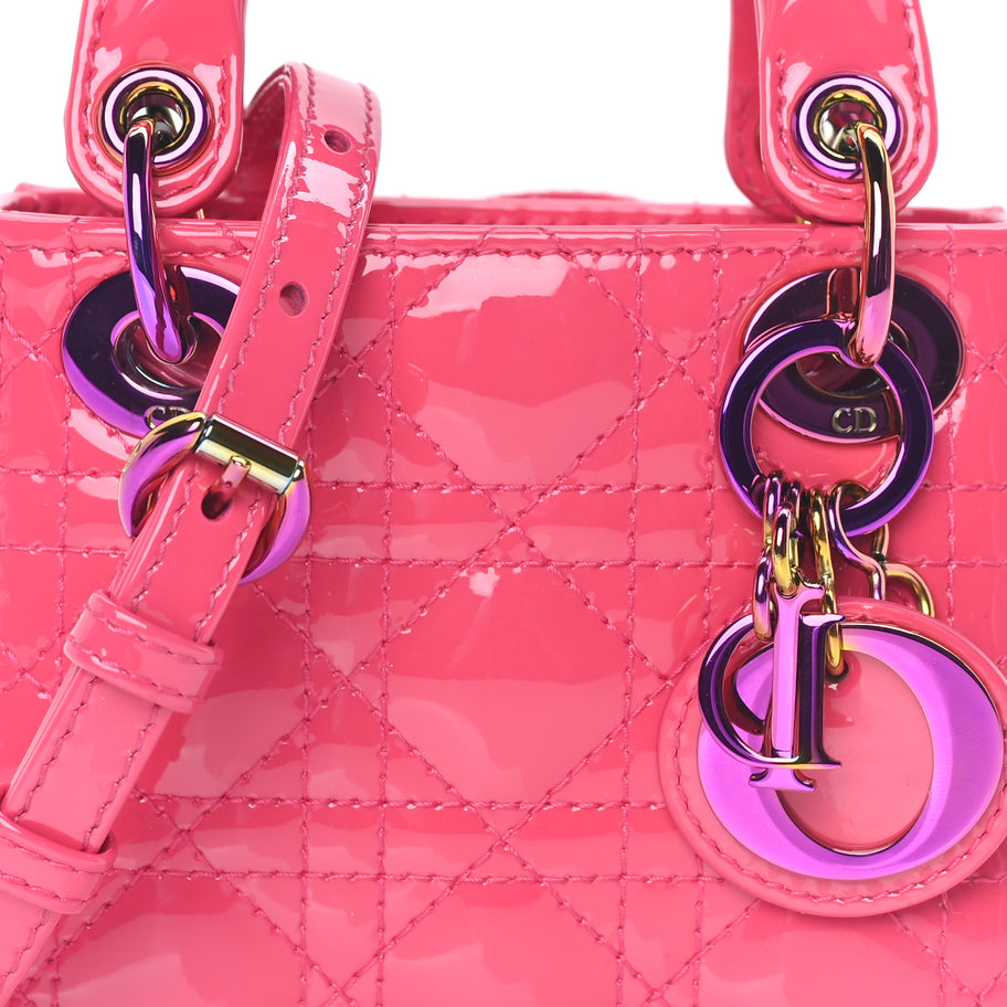 Christian Dior Patent Cannage Micro Lady Dior  Pink Image 6