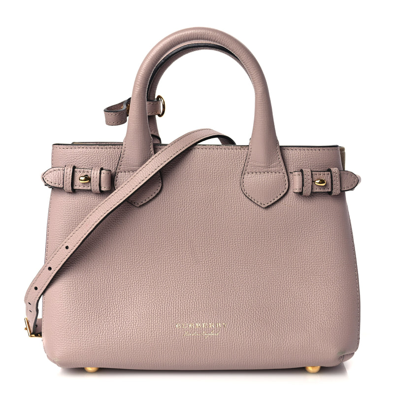  Burberry Derby Calfskin House Check Small Banner Tote Pink