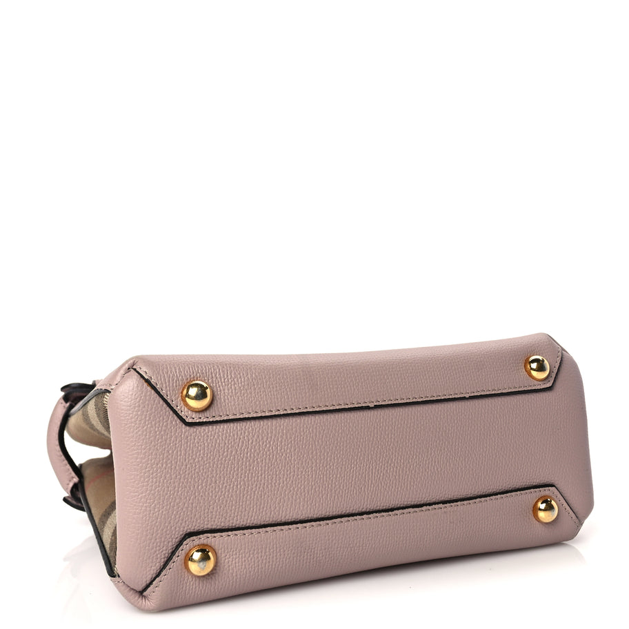 Burberry Derby Calfskin House Check Small Banner Tote Pink Image 3