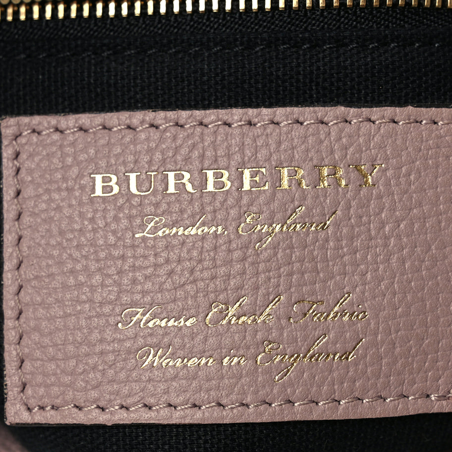 Burberry Derby Calfskin House Check Small Banner Tote Pink Image 5