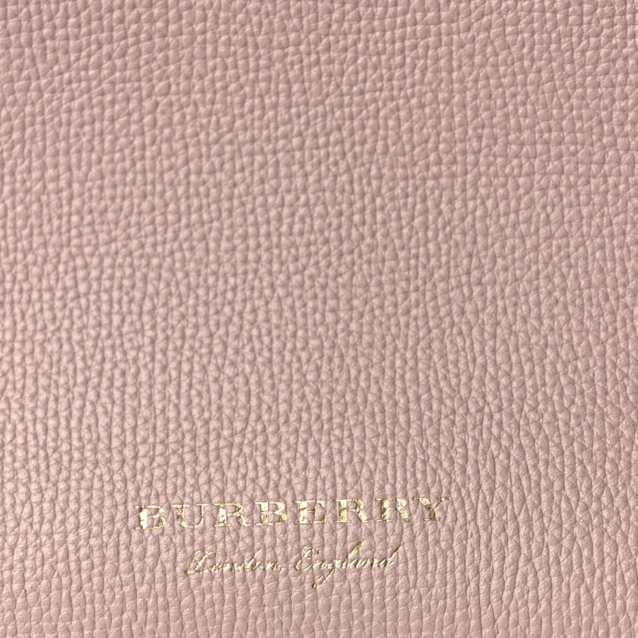 Burberry Derby Calfskin House Check Small Banner Tote Pink Image 6