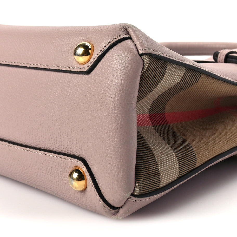Burberry Derby Calfskin House Check Small Banner Tote Pink Image 8