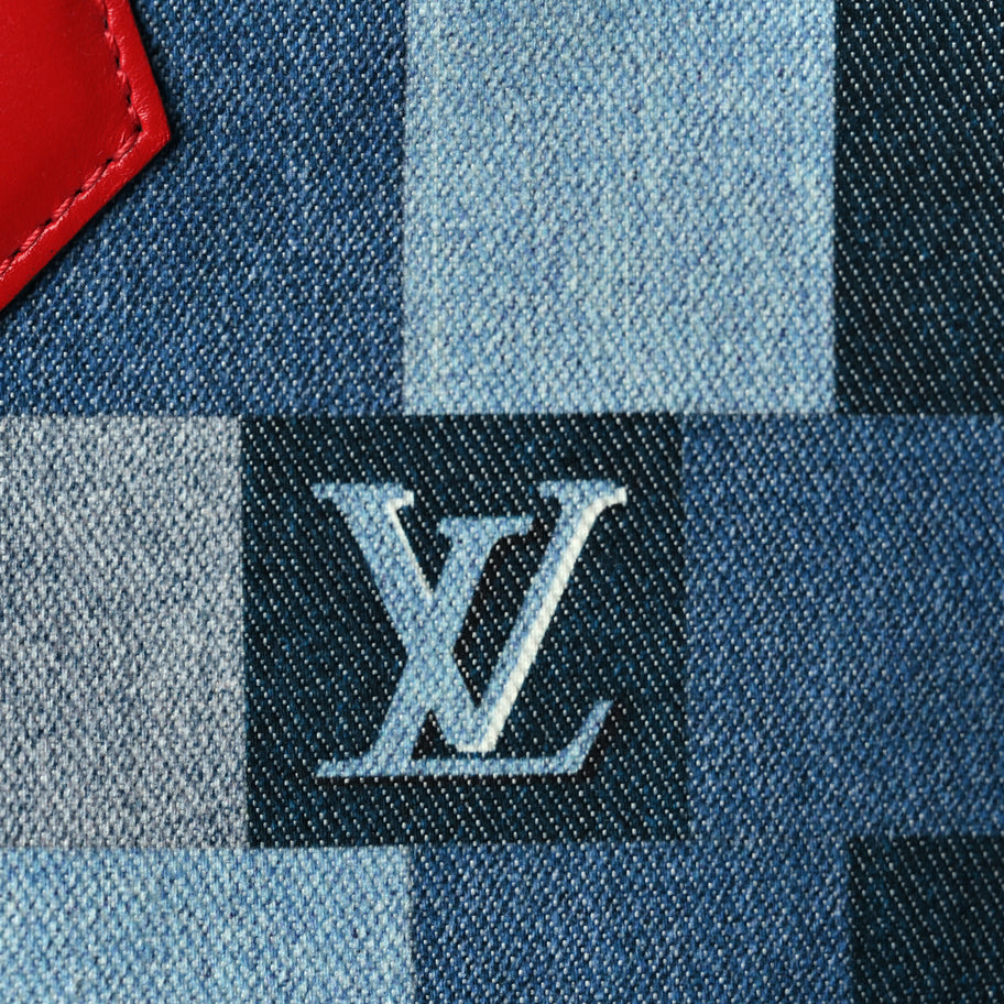 Louis Vuitton Denim Damier Monogram Patchwork Speedy Bandouliere 30 Blue Rouge Image 6