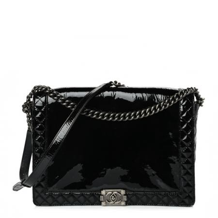 Chanel Patent Large Boy Reverso Flap Black Image 3