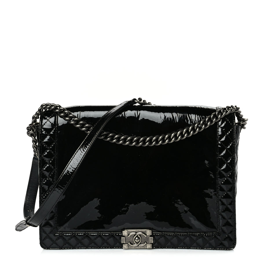 Chanel Patent Large Boy Reverso Flap Black Image 1