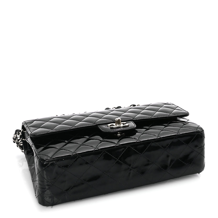 Chanel Patent Quilted Medium Double Flap Black Image 3