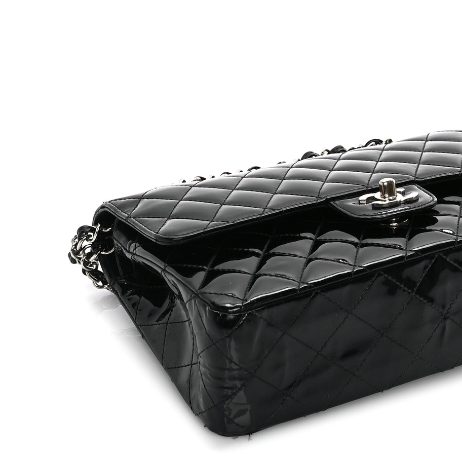 Chanel Patent Quilted Medium Double Flap Black Image 8