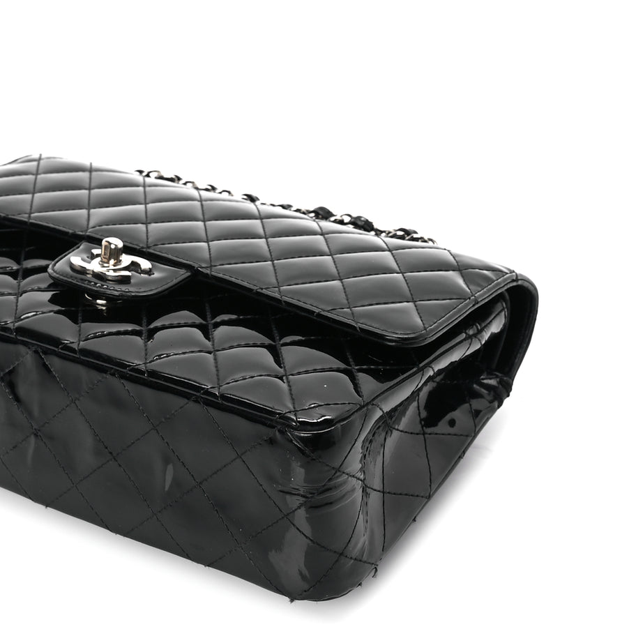 Chanel Patent Quilted Medium Double Flap Black Image 9