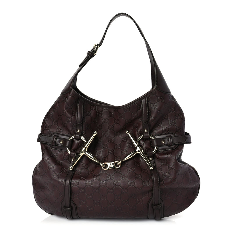  Gucci Guccissima 85th Anniversary Horsebit Hobo Burgundy