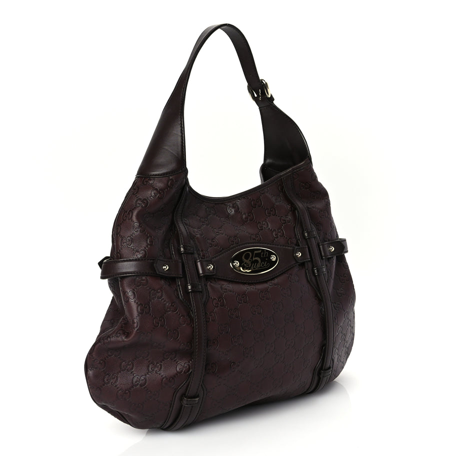 Gucci Guccissima 85th Anniversary Horsebit Hobo Burgundy Image 2