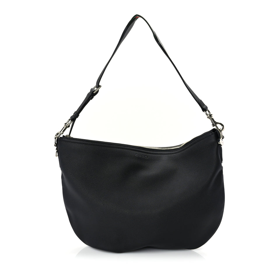 Gucci Grained Calfskin Large B Shoulder Bag Black Image 1