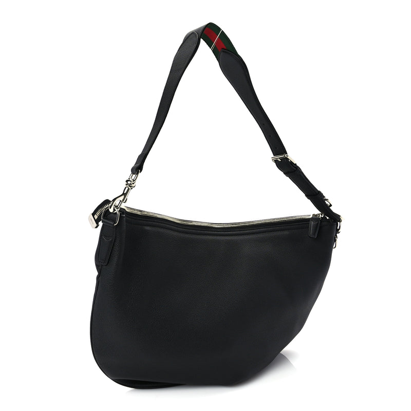  Gucci Grained Calfskin Large B Shoulder Bag Black