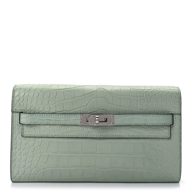  Hermes Matte Alligator Kelly Wallet To Go Vert D Eau